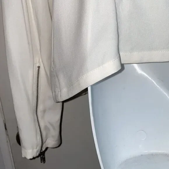 TROUVE White Modal Asymmetrical Zip Moto Jacket-S - Picture 5 of 7